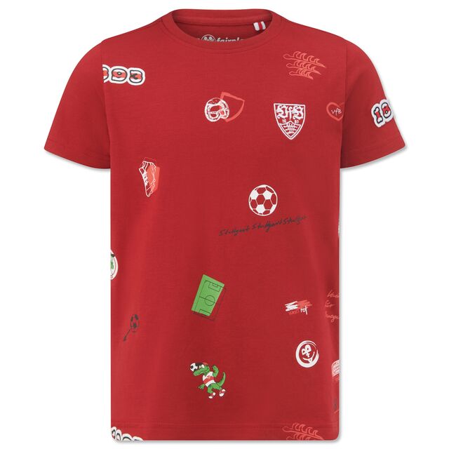 Rotes T-Shirt mit VfB Motiven 