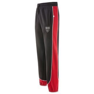 schwarz-rote Sweatpants im 2000er Look mit grauem VfB Wappen