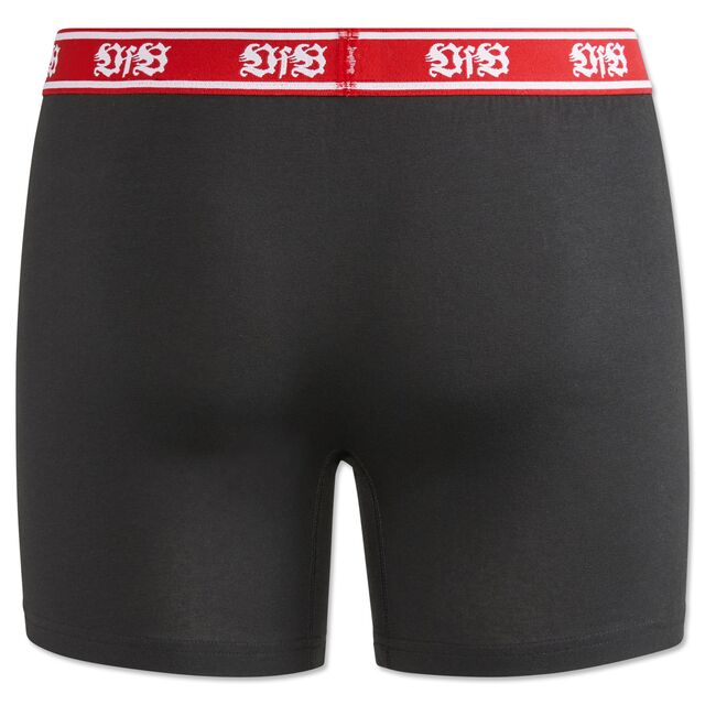 schwarze Rückseite der Boxershorts mit rotem Bund mit VfB Logo