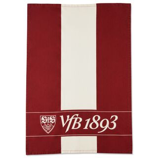 Tuch in rot und Beige mit VfB Wappen und Schriftzug VfB 1893