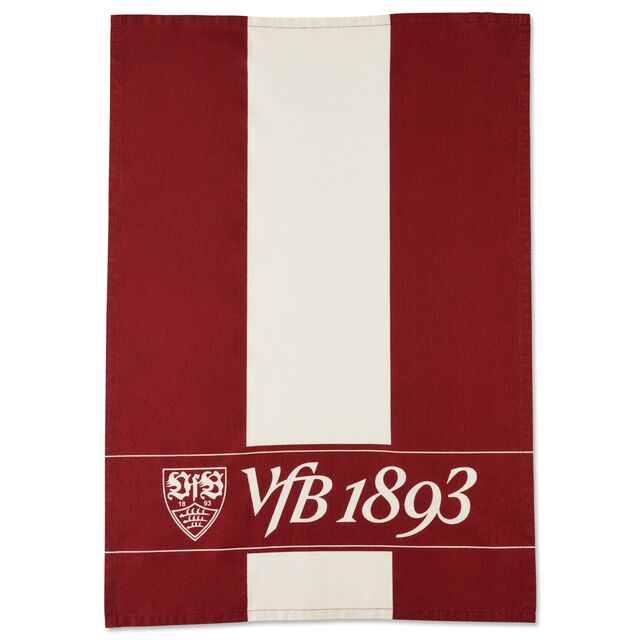 Tuch in rot und Beige mit VfB Wappen und Schriftzug VfB 1893