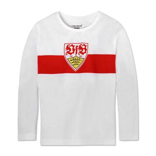 weißes Pyjama Oberteil mit rotem Brustring und VfB Wappen