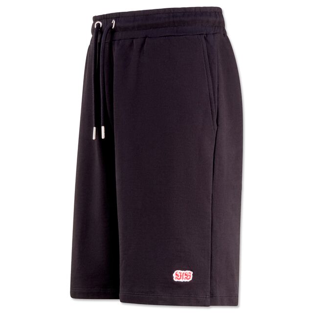 schwarze Shorts mit VfB Schriftzug und Bändern am Bund