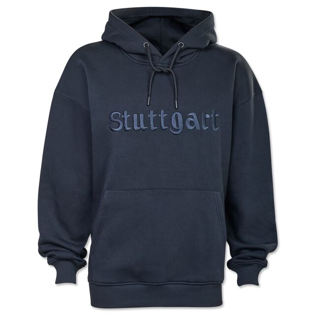 grauer Hoodie mit Kängurutaschen und der Aufschrift Stuttgart
