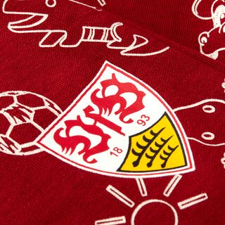 Nahaufnahme des VfB Wappens auf dem T-Shirt