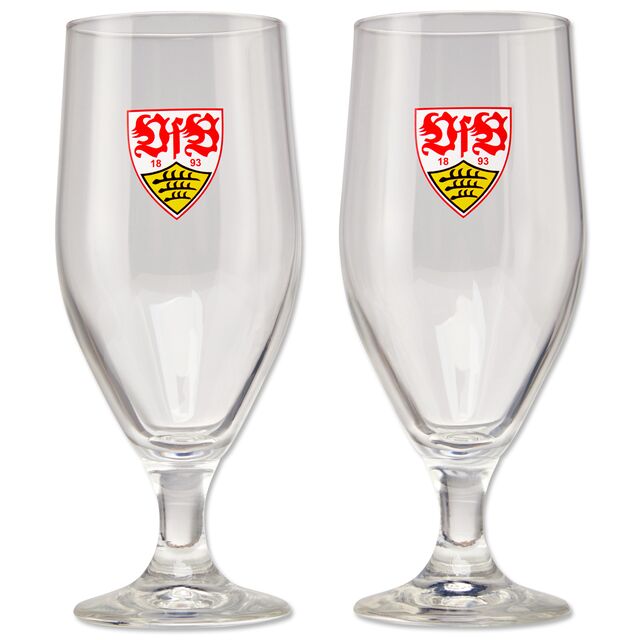 zwei Pilsgläser mit VfB Wappen