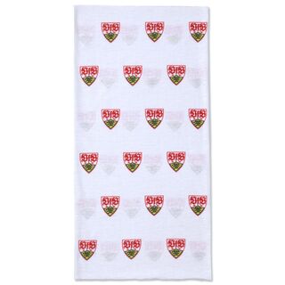 weißes Tuch mit vielen kleinen VfB Wappen