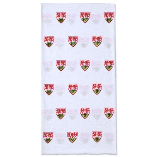 weißes Tuch mit vielen kleinen VfB Wappen