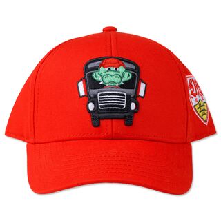 Cap in rot mit Fritzle im Auto Logo und VfB Wappen auf der Seite 
