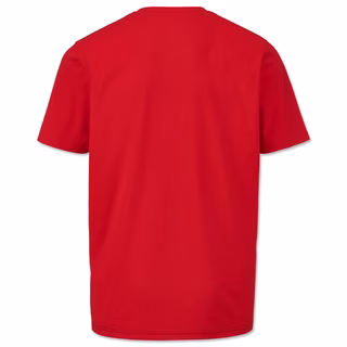 rote Rückseite des T-Shirts