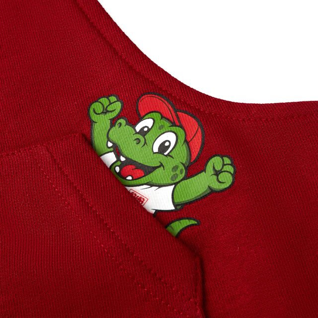 Nahaufnahme von Fritzle auf der Latzhose