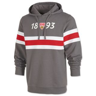 grauer Hoodie mit weiß-rot gestreiftem Brustring und der Aufschrift 1892