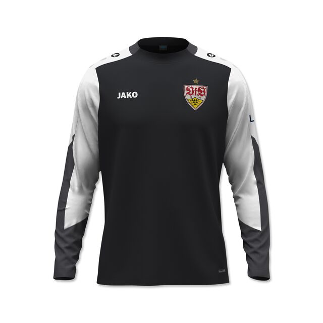 schwarz-weißer Trainingslongsleeve mit VfB Wappen und JAKO Schriftzug