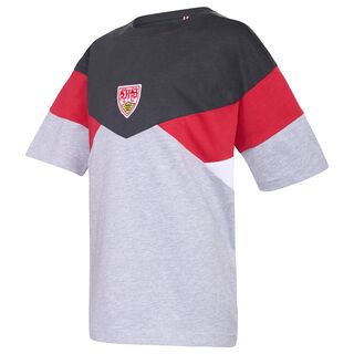 T-Shirt in Schwarz, Grau und Rot mit VfB Wappen