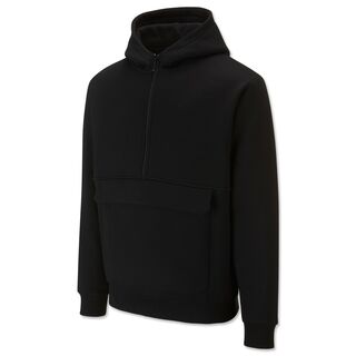 schwarzer Hoodie mit Zipper und kleinem VfB Logo auf der Brust
