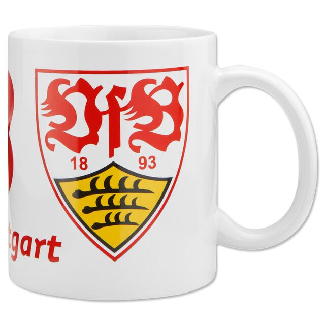 VfB Wappen auf der weißen VfB Tasse Classic