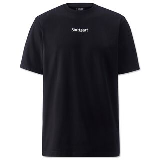 Schwarzes T-Shirt mit weißem Stuttgart Schriftzug 