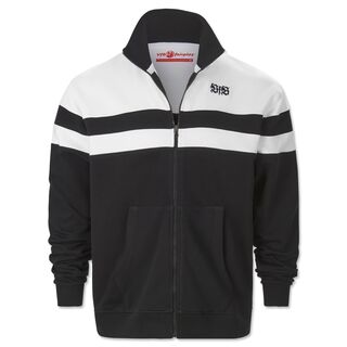 schwarz-weiße Jacke mit VfB Schriftzug auf der Brust