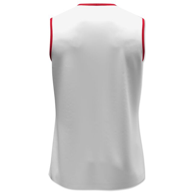weiße Rückseite des VfB Tanktops 25/26 mit roten Rändern