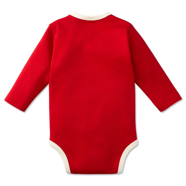 rote Rückseite des Bodies mit weißem Saum