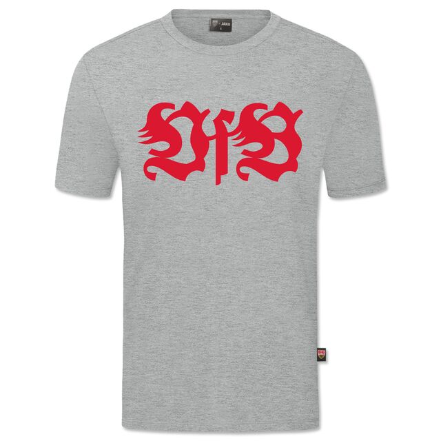 graues T-Shirt mit großem roten VfB Schriftzug