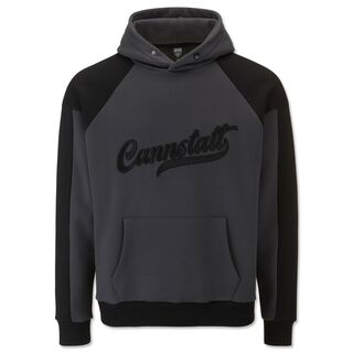 dunkelgrauer Hoodie mit schwarzem Cannstatt Schriftzug
