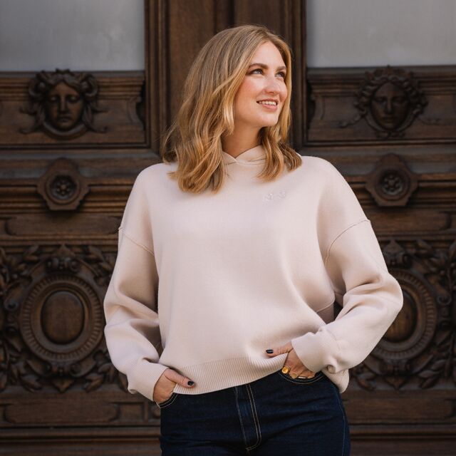 VfB Kleinigkeit Damen Strickhoodie beige