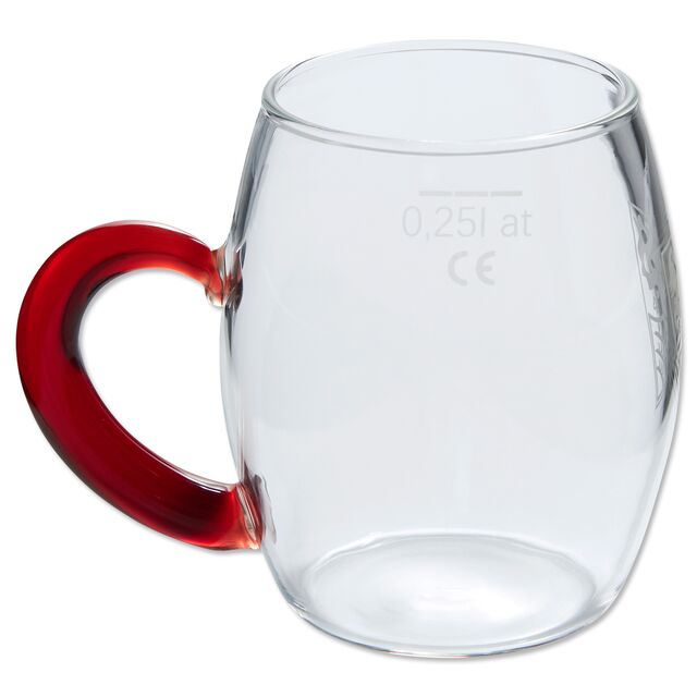 0,25l Glas mit VfB Wappen und rotem Henkel