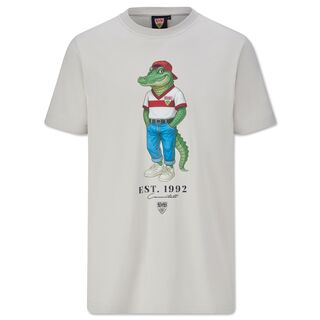 Graues T-Shirt mit Fritzle im Jeans Style und Schriftzug EST 1992 Cannstatt 