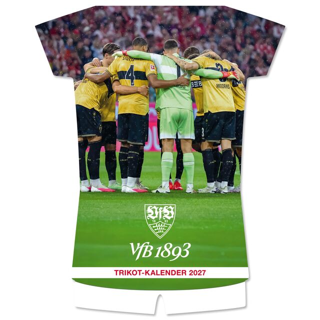 Cover des VfB Trikotkalenders 2027 in Form eines Trikots