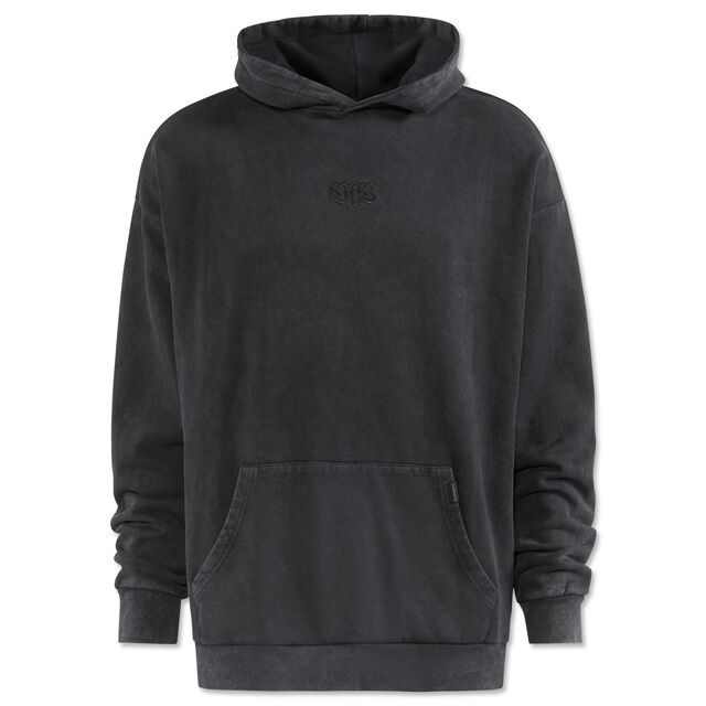 schwarzer Hoodie mit kleinem VfB Logo und Seitentaschen