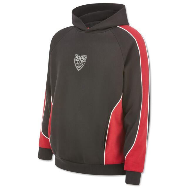 schwarz-roter Hoodie im 2000er Look mit VfB Wappen in der Mitte