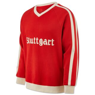 weiß-roter Sweater mit Aufschrift Stuttgart im 70er Look
