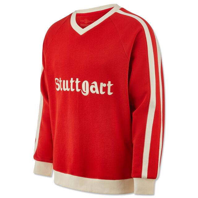 weiß-roter Sweater mit Aufschrift Stuttgart im 70er Look