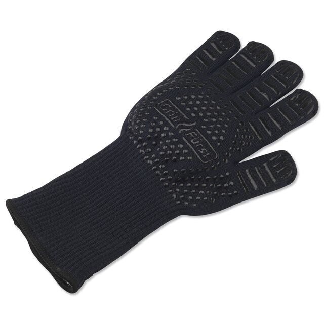 schwarzer Grillhandschuh mit schwarzem Grillfürst Logo