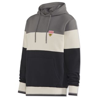 Hoodie mit Kängurutaschen und VfB Wappen auf der Brust in Schwarz, Grau und Beige