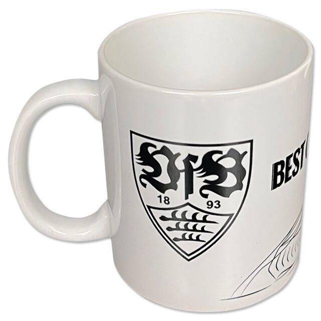 VfB Wappen auf der weißen VfB CL Tasse Best of the Best