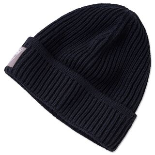 schwarze, grob gestrickte Beanie mit VfB Wappen