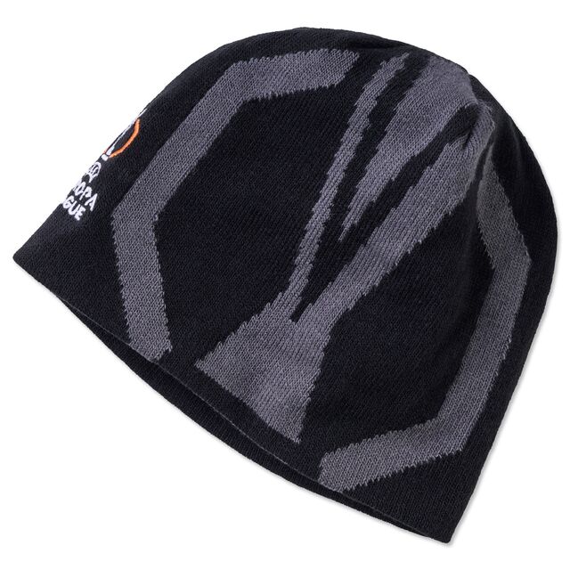 schwarze Beanie mit grauem Europapokal