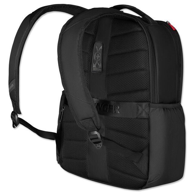 schwarze Rückseite und Seite des VfB Rucksacks Wappen