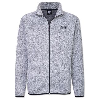 schwarz-weiße Jacke mit Reißverschluss und VfB Logo auf der Brust