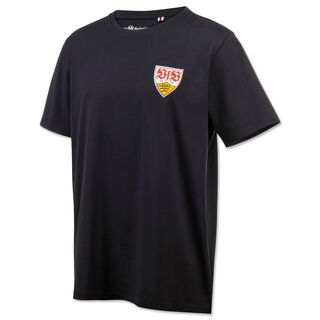 dunkelgraues T-Shirt mit VfB Wappen auf der Brust