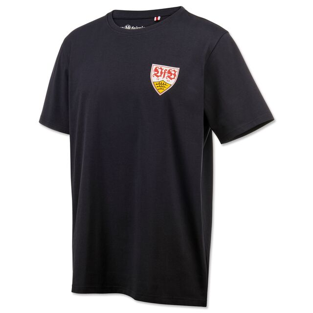dunkelgraues T-Shirt mit VfB Wappen auf der Brust