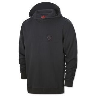 dunkelgrauer Hoodie mit kleinem grauen VfB Wappen auf der Vorderseite