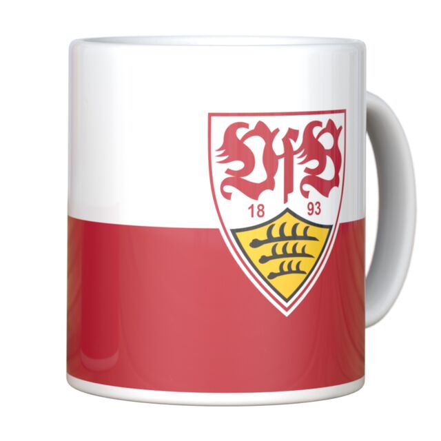 weiß-rote Tasse mit VfB Wappen