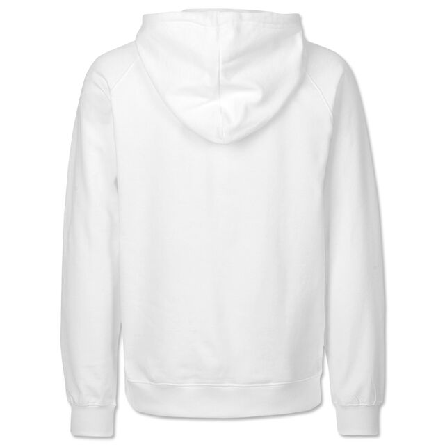 weiße Rückseite des Hoodies