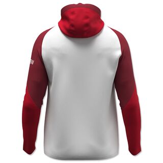 weiß-rote Rückseite der Kapuzenjacke 25/26