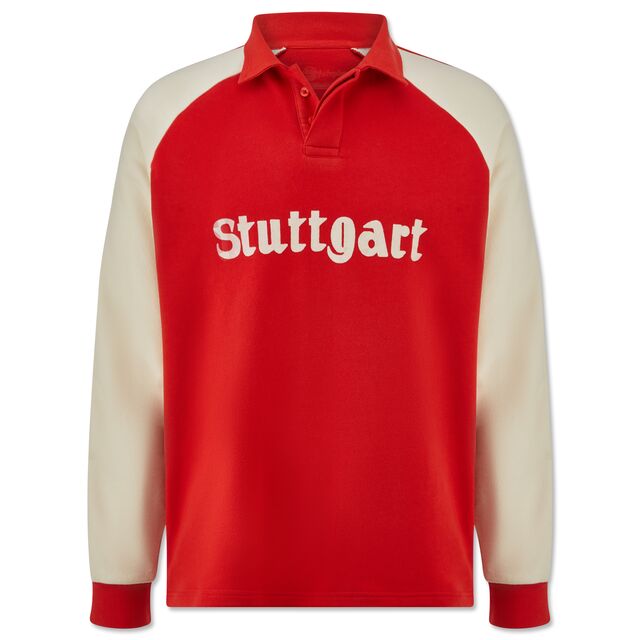 weiß-roter Longsleeve mit Aufschrift Stuttgart im 70er Look