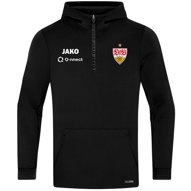 schwarzer Zip Hoodie mit VfB Wappen und JAKO Logo
