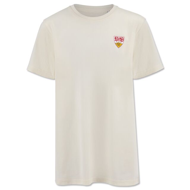 T-Shirt in Offwhite mit kleinem VfB Wappen auf der Brust